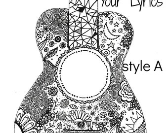 Custom Guitar Lyrics Art Print, Personalized favorite song line.(8.5x11 or 11x14)
