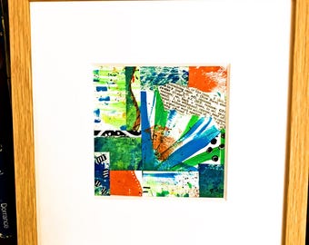 Resist. Colorful Abstract Art: Original Framed Painting, Ready to Hang