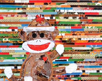 Sock Monkey Art Print: Colorful Nursery Decor