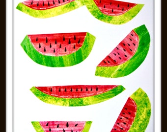 Watercolor Watermelon Print: Summer Kitchen Art (8x10 or 8.5x11 inches)