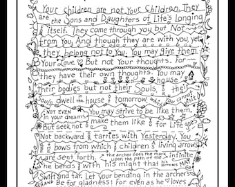 Kahlil Gibran Children Poem Print, Hand Lettered Nursery Art (8x10)