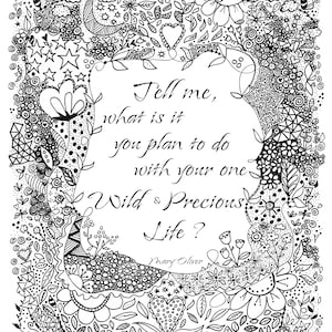 Mary Oliver Quote. Black and white 8x10 or 5x7