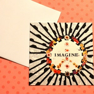 Imagine Note Card. John Lennon lyrics. 3x3 enclosure cards.