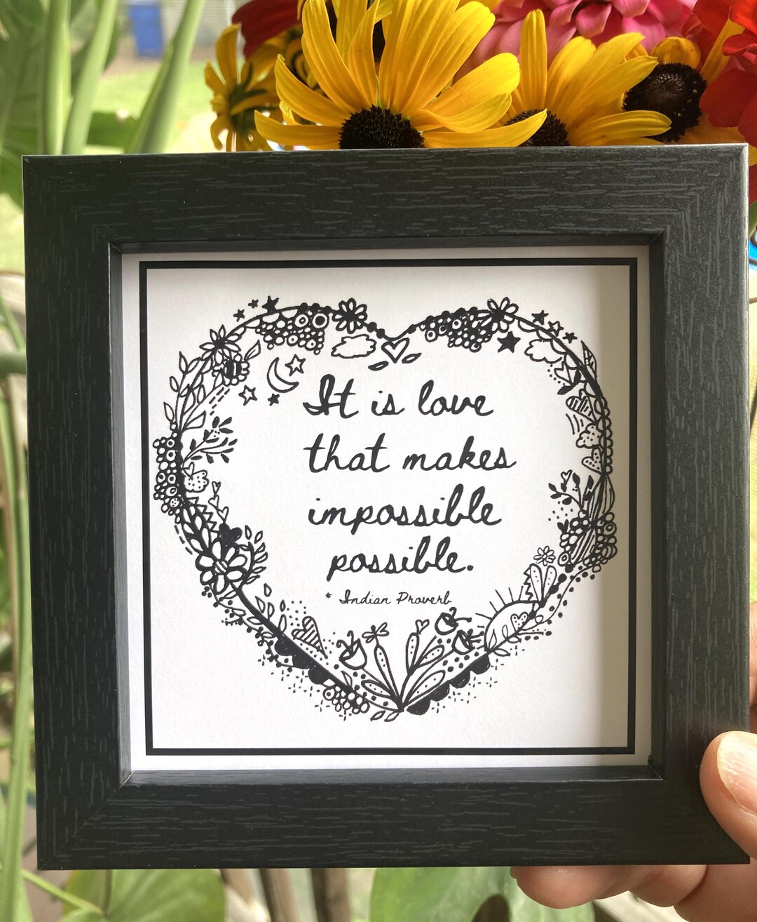 Framed Indian Proverb Art: Hand-doodled Print, Black Wood Frame - Etsy