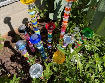 Beaded Sun Catcher Plant Stake: Indoor/Outdoor Garden Decor