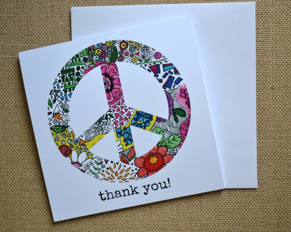 Thank You Notes. Peace Sign thank you cards. | Etsy