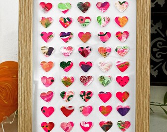 Framed Abstract Heart Art: Original Painting, 5x7, Ready to Hang