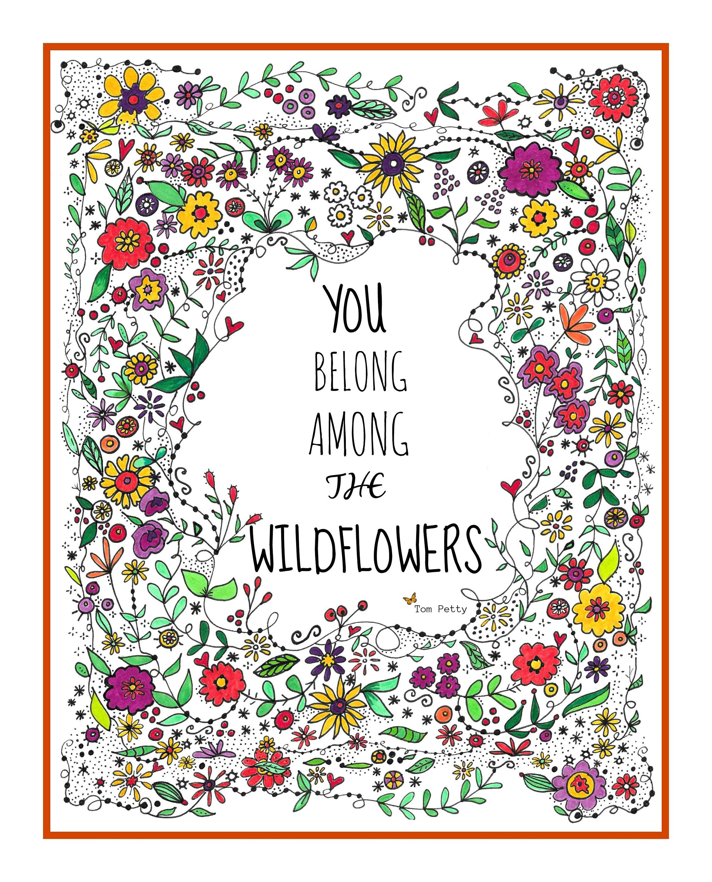 You Belong Among the Wildflowers. Tom Petty Classic. Hand Etsy