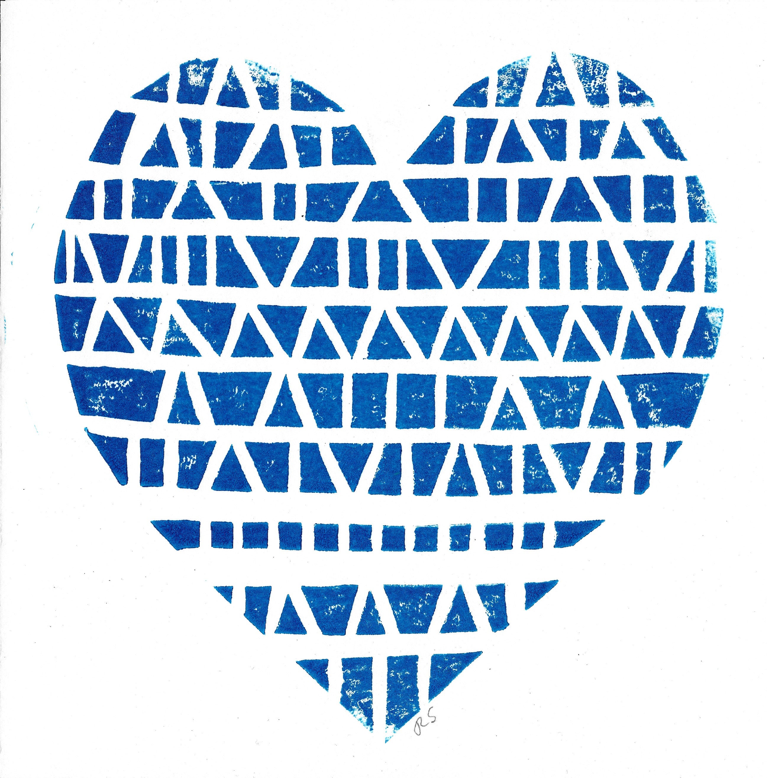 Linocut Heart - Etsy