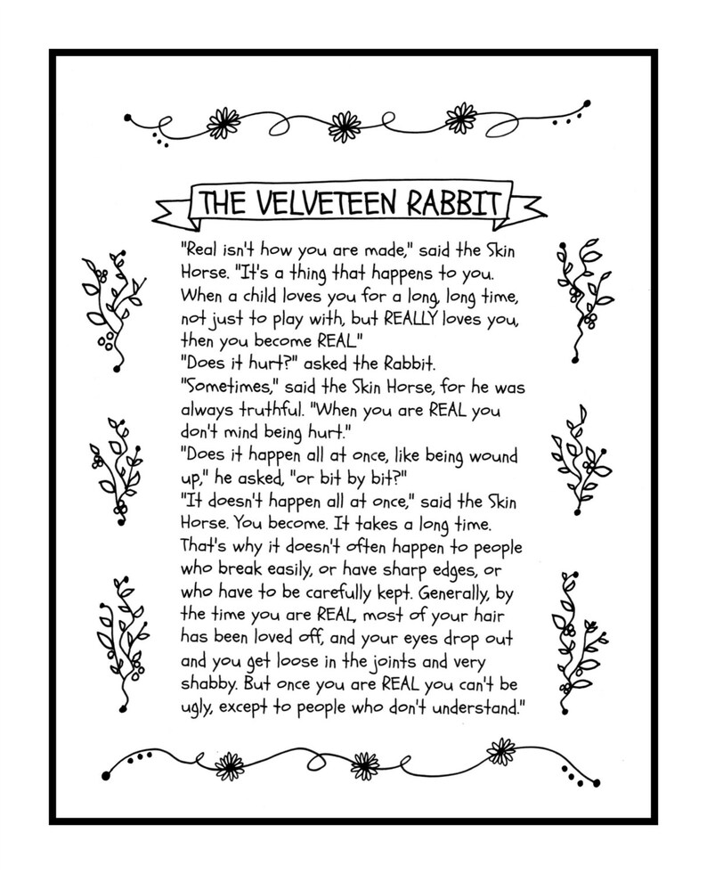 The Velveteen Rabbit Quote Etsy