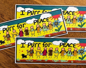 Cat Lover Peace Magnet – 8.5x3 Inch Car Refrigerator Decal