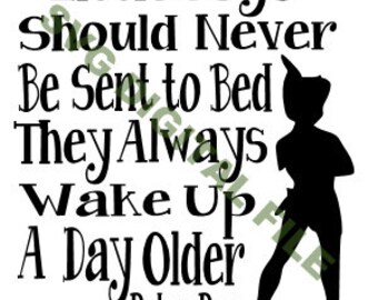 svg cut file little boys bed time room decor baby room peter pan quote