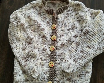 Soft Taupe Variegated and Moonstone Child's Sweater