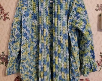 Crocheted Shaw-collared Sweater