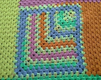 Brightly colored Off-set Square and Stripes Blanket