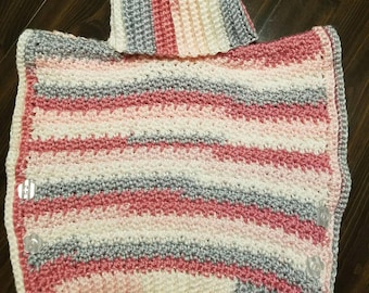 Pixie Strip child's poncho with turtle neck