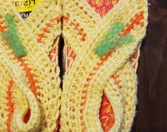 Banana/Tangerine Criss-cross sandal with Tangerine flip flop soles