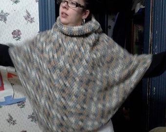 Hooded-cowl necked Poncho
