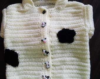 Moo-cow hooded sweater with cow buttons