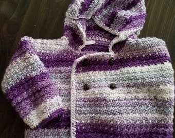 Purple Reign Stripe Hooded Double Breasted Sweater