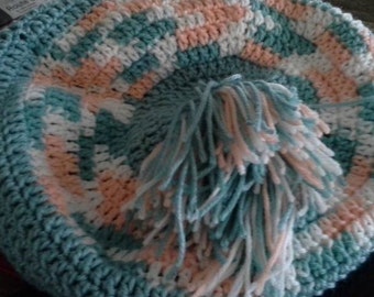 Varigated Slouch beret with tassel