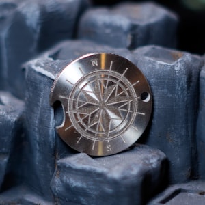 ECD  Compass Rose Brass, Copper or Stainless Steel Coin - Fidget coin, worry coin, D2, Golf Ball Marker,