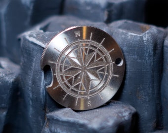 ECD  Compass Rose Brass, Copper or Stainless Steel Coin - Fidget coin, worry coin, D2, Golf Ball Marker,