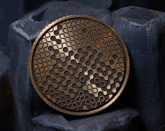 Deep Engraved Truchet Tile Coin - fidget coin, worry coin, golf ball marker