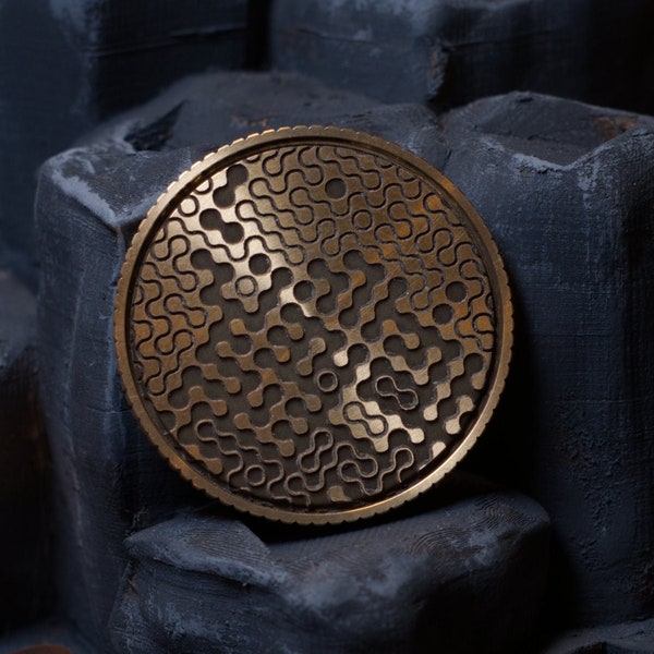 Deep Engraved Truchet Tile Coin - fidget coin, worry coin, golf ball marker
