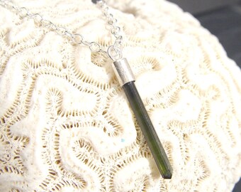 TOURMALINE CRYSTAL With A Natural Termination Point Pendant in Sterling Silver