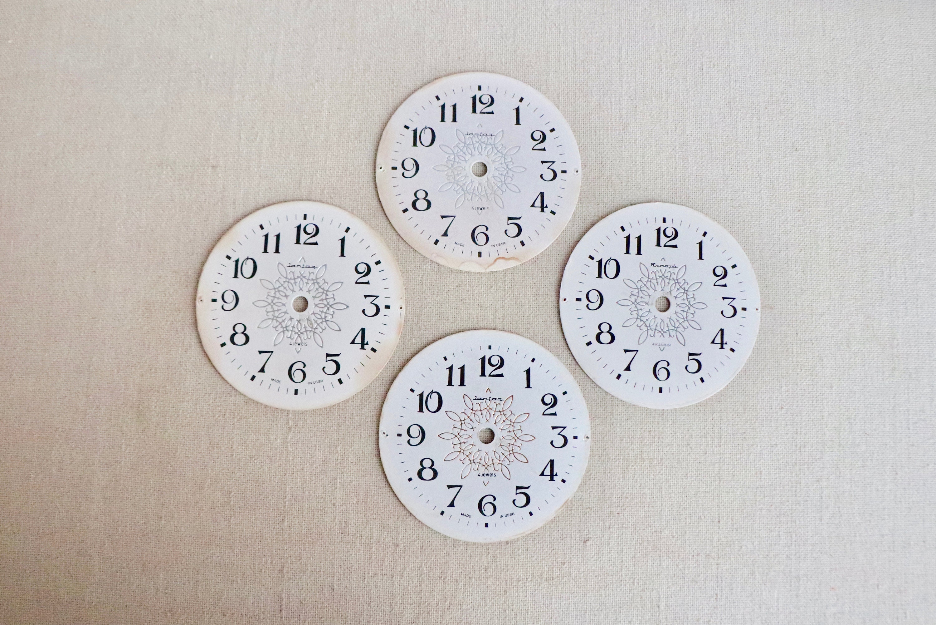 Vintage Lot of 4 Round Paper Clock Face Plates Vintage Clock Etsy