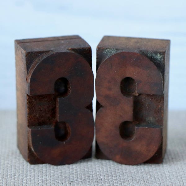 Vintage Wood Letterpress Block Number 3 - SOLD INDIVIDUALLY, Vintage Wooden Letterpress Number Three, Vintage Typeset Number 3
