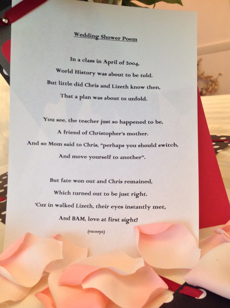 Wedding Shower Custom Poem Toast Shower Ideas Couples Etsy