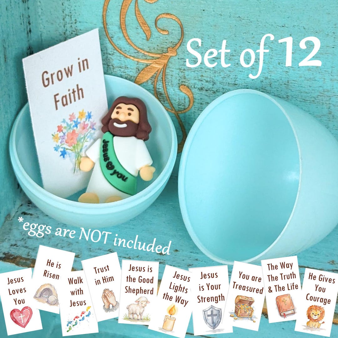Easter Egg Fillers – Set of 12 • Mini Jesus With Mini Bookmark • Non ...