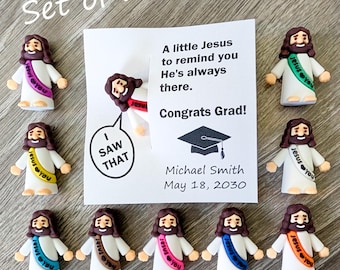 Graduation Party Favors – Little Jesus “I Saw That” – Funny Christian Graduation Gift – Personalized Class of 2026 Party Favor Set of 10