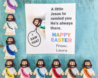 Easter Little Jesus – Pack of 10 • Funny “I Saw That” Happy Easter Card • Christian Party Favors • Class & Friend Gifts • Customizable