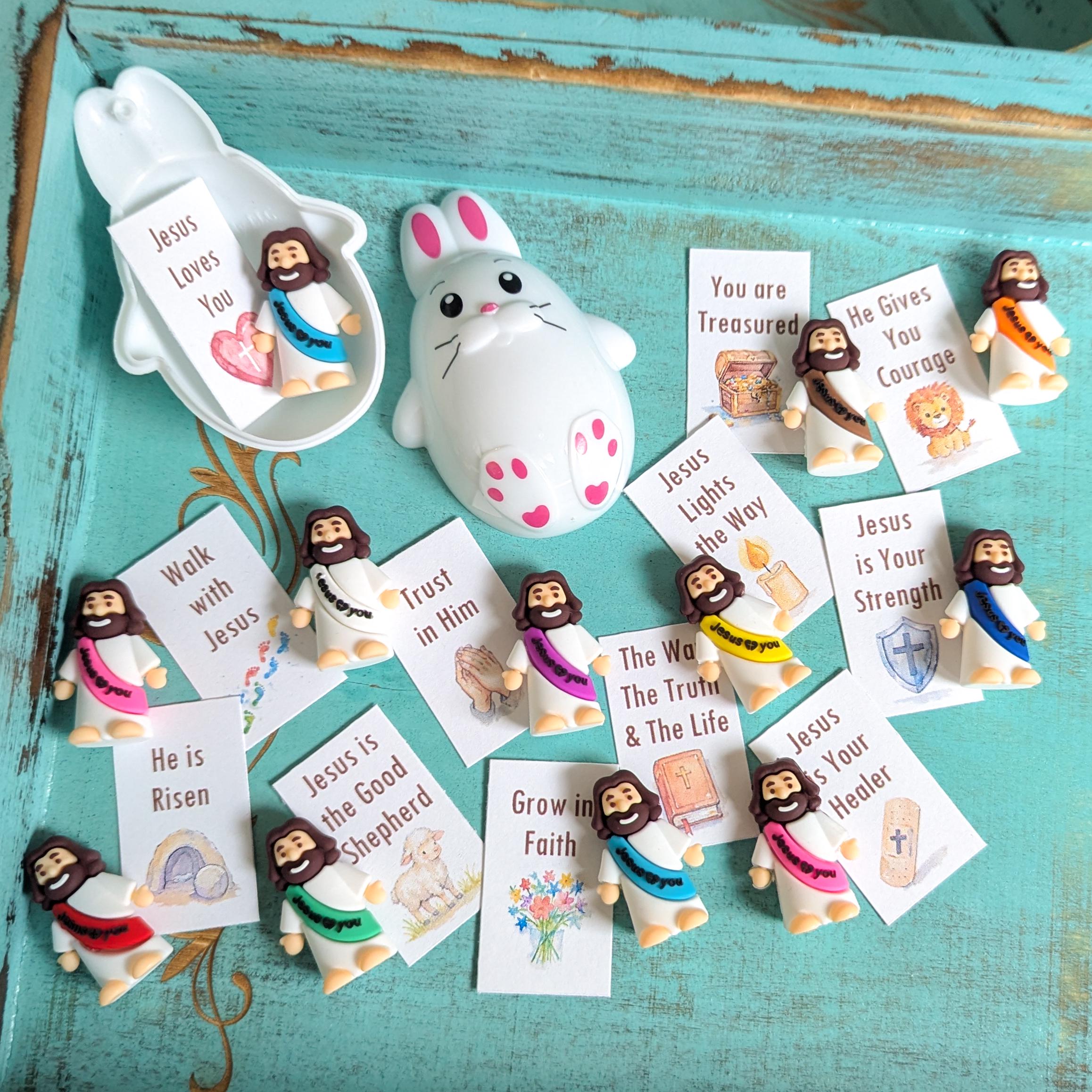 Easter Egg Fillers – Set of 12 • Mini Jesus With Mini Bookmark • Non ...