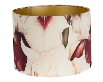 Floral Lampshade, Boho Ceiling Lampshade, Large Botanical Drum Shade, Magnolia Iris Floor Lamp Shade,Elegant Home Lighting Gift Idea For Her