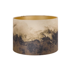 Beige Lampshade, Minimalist Gradient Drum Shade, Abstract Landscape Lighting, Modern Ceiling Lamp Shade, Handmade Neutral Home Decor