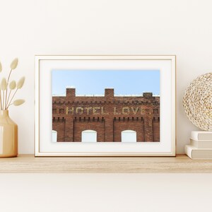 Hotel Love Old Brick Hotel Oklahoma Rustic Wall Decor Kitchen Decor Country Farmhouse Decor Territorial Hotel Hotel Brick Art image 1