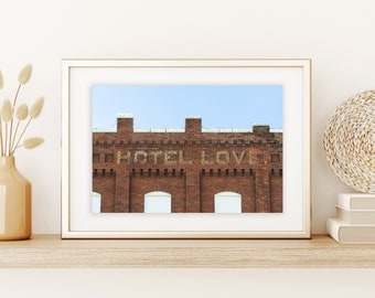 Hotel Love | Old Brick Hotel | Oklahoma | Rustic Wall Decor | Kitchen Decor | Country Farmhouse Decor | Territorial Hotel | Hotel Brick Art