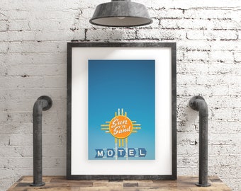 RT 66 Motel Sign Print | Sun n' Sand Motel | Santa Rosa RT 66 | Americana Print | Midcentury Motel Sign Print | Rt 66 Motel Sign Wall Print