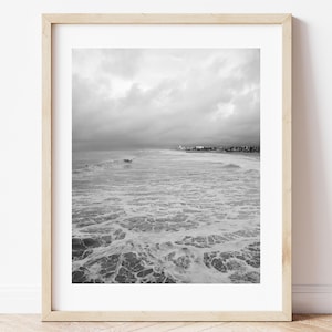 Venice Beach Print | Stormy Seas Print | High Surf Print | Venice Beach Art | Stormy Waves Print | Black White Beach Print | Beach Wall Art