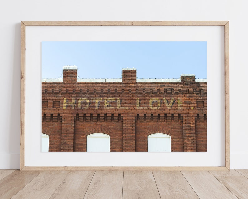 Hotel Love Old Brick Hotel Oklahoma Rustic Wall Decor Kitchen Decor Country Farmhouse Decor Territorial Hotel Hotel Brick Art image 3