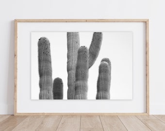 Black and White Cactus Print: Minimalist Desert Wall Art