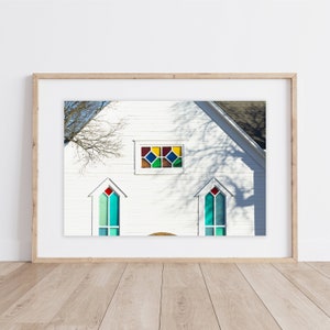 Stained Glass Church Print | Minimalistic Church | RT 66 Church | Oklahoma Church | Church Americana | Stained Glass Window Print