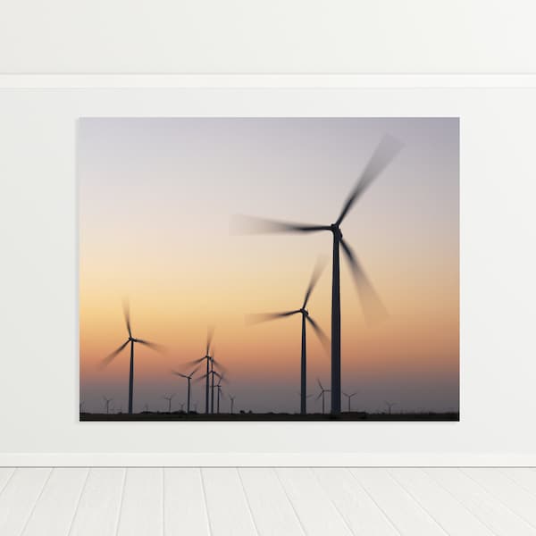 Impression de lever de soleil d'éolienne | Éoliennes de l'Oklahoma | Oklahoma impression | Cadeau de technologie d'éolienne | Impression de parc éolien | Impression sur l'énergie propre