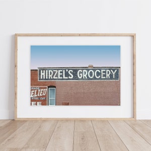Hirzel&#39;s Grocery Sign | Vintage Ghost Sign | Grocery Sign Print | Kitchen Wall Deco | Guthrie, Oklahoma | Kitchen Wall Art Grocery Sign