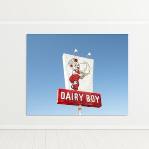 Stampa Dairy Boy / Dairy Boy Sign / Stampa Oklahoma / Okemah, Oklahoma Print / Diner Sign / Mid Century Modern / Americana / USA Roadside Art