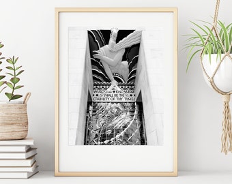30 Rock Print | Beaux-Arts Print | 30 Rock Bas-Relief Art |  Wisdom and Knowledge Shall Be The Stability of Thy Times | Architectural Art